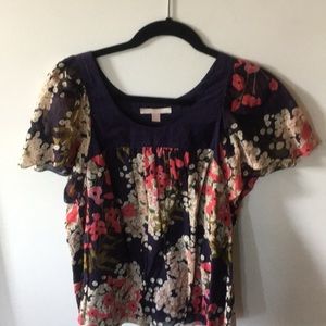 Purple floral print blouse